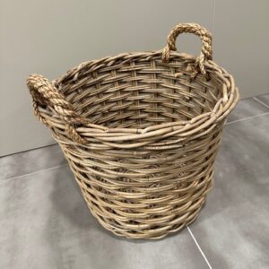 Log Basket Round Small Rope Handle