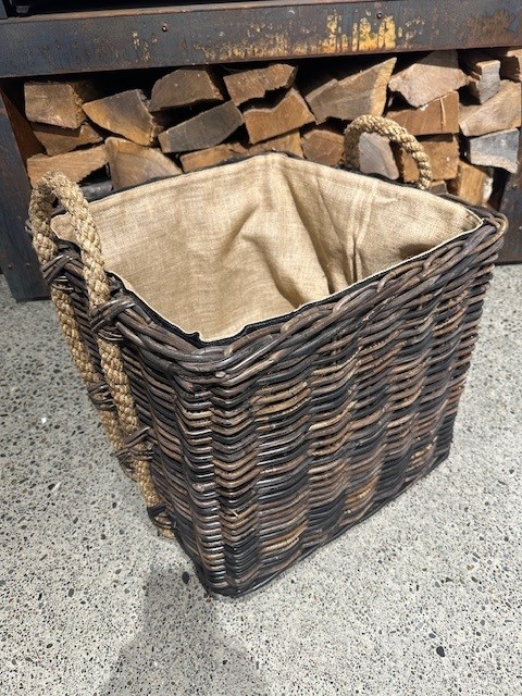 Log Basket Square Large Rope Handle